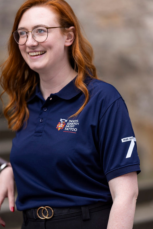 THE ROYAL EDINBURGH MILITARY TATTOO 75 NAVY DRI FIT POLOSHIRT